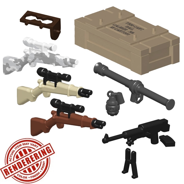 Custom Brick Forge WW2 US Waffen Weapen Set für z.B. LEGO ® Figuren